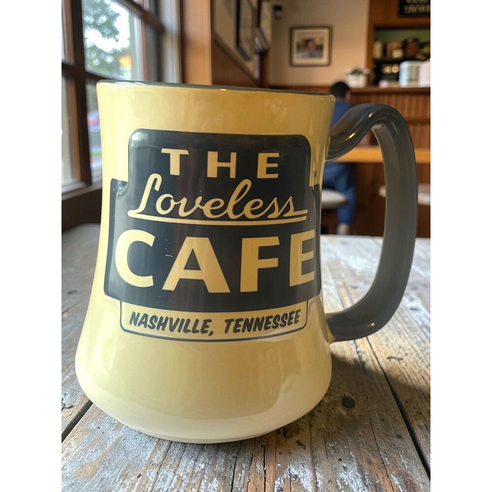 Loveless Cafe Nashville Tennessee Blue Cream Pear Shaped Coffee Mug Cup Souvenir